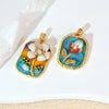 Necklace Pendant Accessories Copper Imitation Pearl Oil Drop Plants Flowers Retro Art Dripping Oil Style