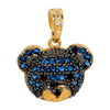 Necklace Pendant Animal Bear Copper Plated With Gold Set With Diamonds
