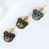 Necklace Pendant Animal Bear Copper Plated With Gold Set With Diamonds