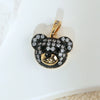 Necklace Pendant Animal Bear Copper Plated With Gold Set With Diamonds