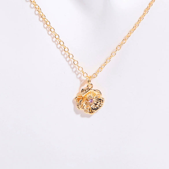 Necklace Pendant Birth Flower Geometric Titanium Steel 18K Goldplated Electroplated