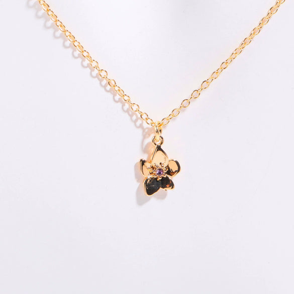 Necklace Pendant Birth Flower Geometric Titanium Steel 18K Goldplated Electroplated