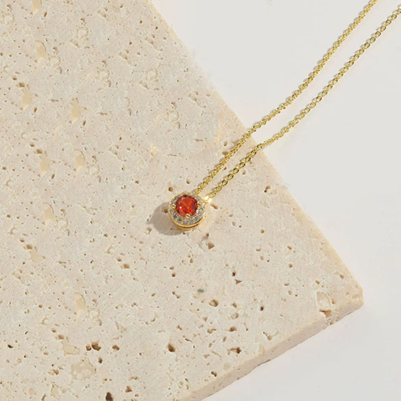Necklace Pendant Clavicle Chain Copper Mixed Gemstone Inlay Geometric Minimalist Zirconia O Chain