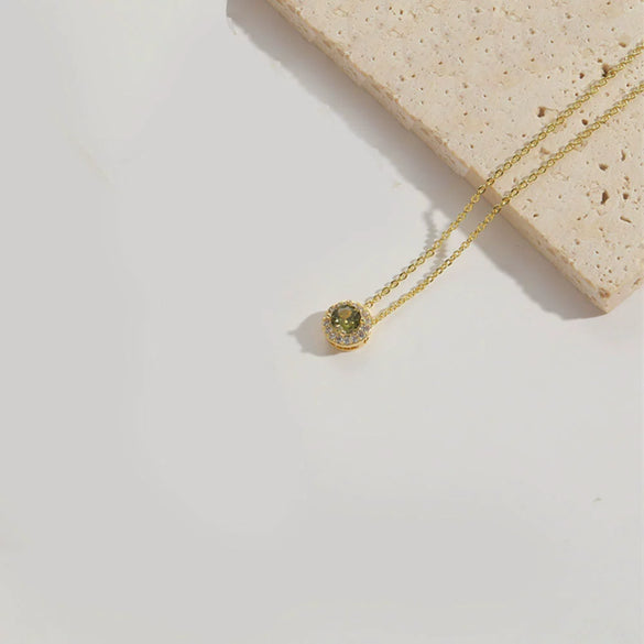 Necklace Pendant Clavicle Chain Copper Mixed Gemstone Inlay Geometric Minimalist Zirconia O Chain