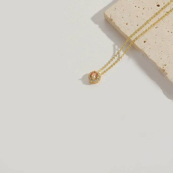 Necklace Pendant Clavicle Chain Copper Mixed Gemstone Inlay Geometric Minimalist Zirconia O Chain