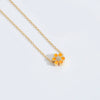 Necklace Pendant Clavicle Chain Mixed Gemstone Inlay Copper Dripping Oil Flower Design Women Minimalist