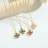 Necklace Pendant Clavicle Chain Women Simple Style Copper Electroplating Fourleaf Clover Star Design