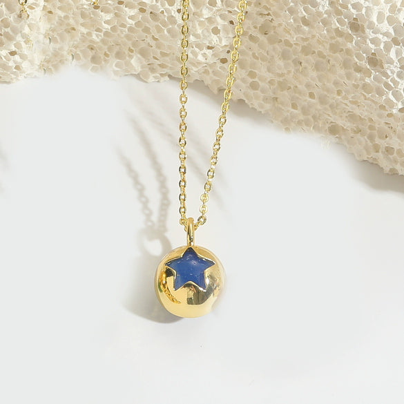 Necklace Pendant Clavicle Chain Women's Simple Geometric Copper Mixed Gemstone Setting Electroplating