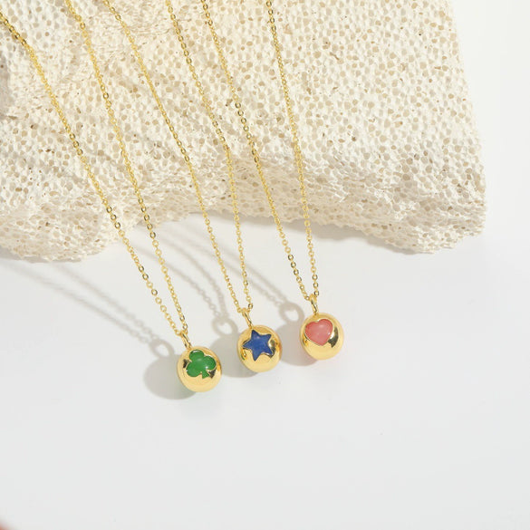 Necklace Pendant Clavicle Chain Women's Simple Geometric Copper Mixed Gemstone Setting Electroplating
