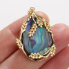 Necklace Pendant Copper Goldplated Abalone Shell Baroque Style Water Drops Leaves Wheat Ears Colorpreserving