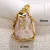 Necklace Pendant Copper Goldplated Abalone Shell Baroque Style Water Drops Leaves Wheat Ears Colorpreserving