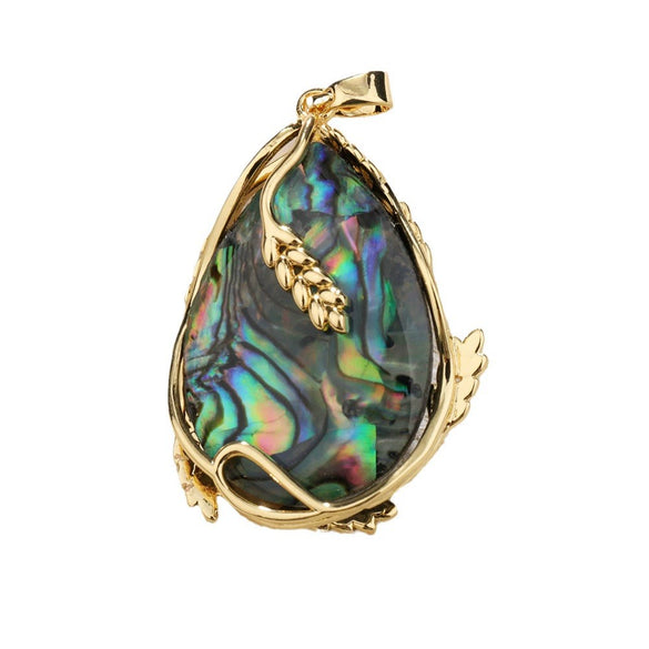 Necklace Pendant Copper Goldplated Abalone Shell Baroque Style Water Drops Leaves Wheat Ears Colorpreserving