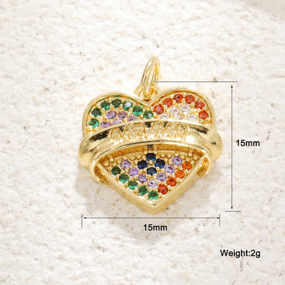 Necklace Pendant Copper Heart Shape Dripping Oil Sweet Style English Letter Accessories