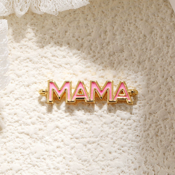 Necklace Pendant Copper Heart Shape Dripping Oil Sweet Style English Letter Accessories