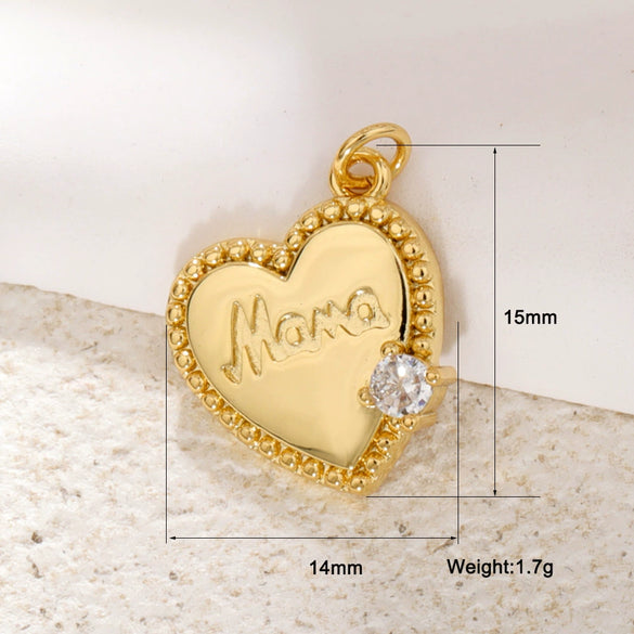 Necklace Pendant Copper Heart Shape Dripping Oil Sweet Style English Letter Accessories