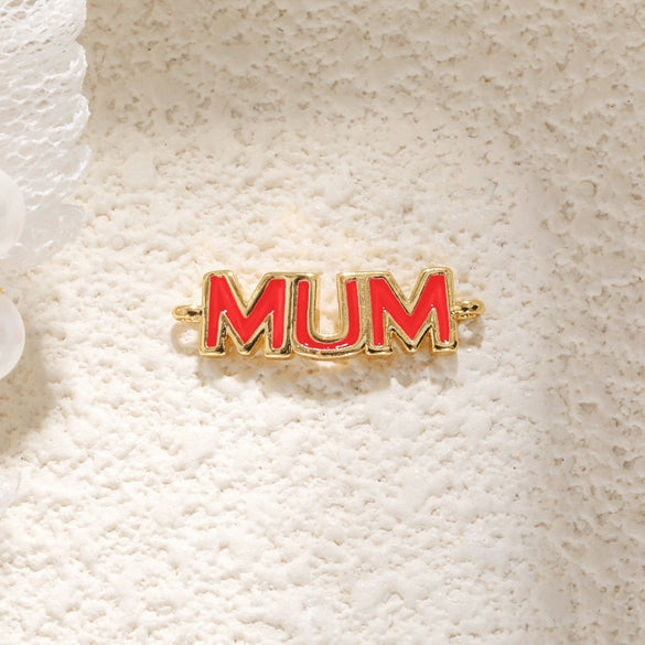 Necklace Pendant Copper Heart Shape Dripping Oil Sweet Style English Letter Accessories