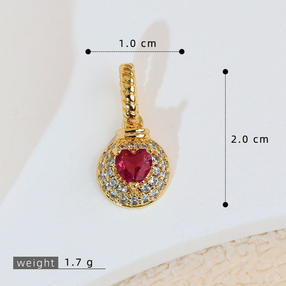 Necklace Pendant Copper Heartshaped 18K Gold Plated With Diamond And Zircon
