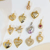 Necklace Pendant Copper Heartshaped 18K Gold Plated With Diamond And Zircon