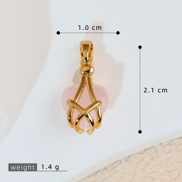 Necklace Pendant Copper Heartshaped 18K Gold Plated With Diamond And Zircon