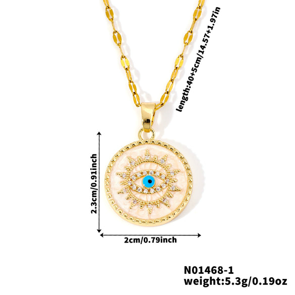 Necklace Pendant Copper Inlaid Zircon Devil's Eye Geometric Heart Shape Electroplating Women's Jewelry