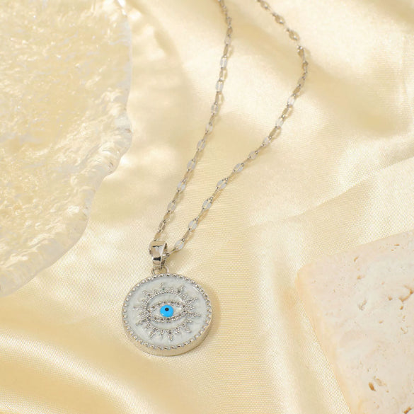 Necklace Pendant Copper Inlaid Zircon Devil's Eye Geometric Heart Shape Electroplating Women's Jewelry