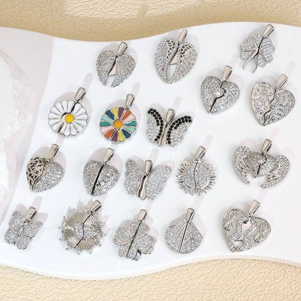 Necklace Pendant Copper Microinlaid Zircon Love Wings Electroplating Animal Zodiac Geometric Shapes Jewelry Accessories