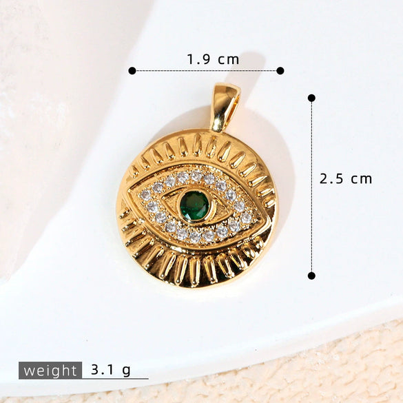Necklace Pendant Copper Plated 18K Gold With Devil's Eye Cartoon Characters Zircon Diy Jewelry Accessories