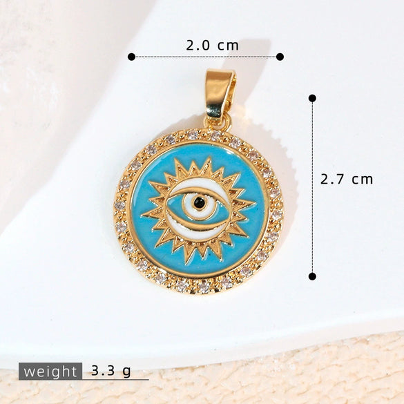 Necklace Pendant Copper Plated 18K Gold With Devil's Eye Cartoon Characters Zircon Diy Jewelry Accessories