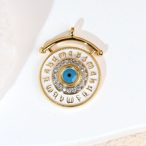 Necklace Pendant Copper Plated 18K Gold With Devil's Eye Cartoon Characters Zircon Diy Jewelry Accessories