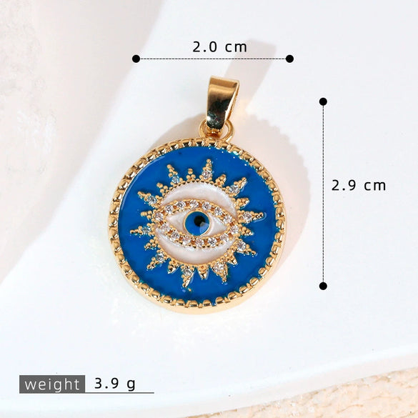 Necklace Pendant Copper Plated 18K Gold With Devil's Eye Cartoon Characters Zircon Diy Jewelry Accessories
