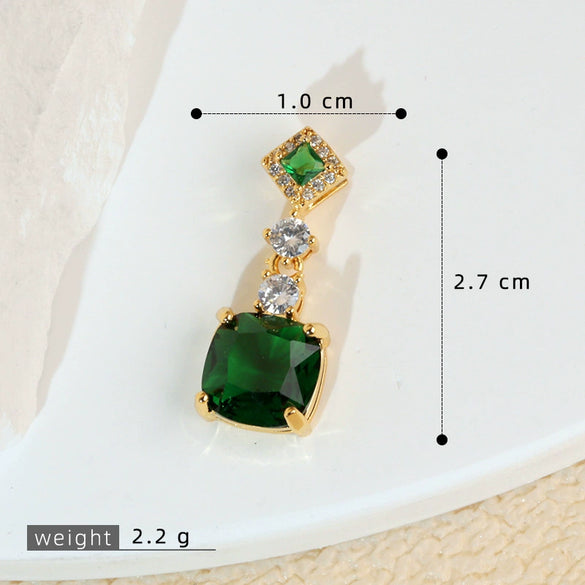 Necklace Pendant Copper Plated Real Gold Microinlaid Zircon Geometric Style Electroplating