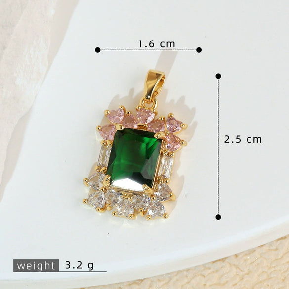Necklace Pendant Copper Plated Real Gold Microinlaid Zircon Geometric Style Electroplating