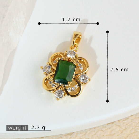 Necklace Pendant Copper Plated Real Gold Microinlaid Zircon Geometric Style Electroplating
