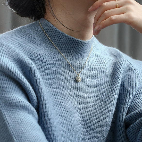 Necklace Pendant Disc Star Diamond Gold Plated Brass Retro Style