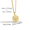 Necklace Pendant Disc Star Diamond Gold Plated Brass Retro Style