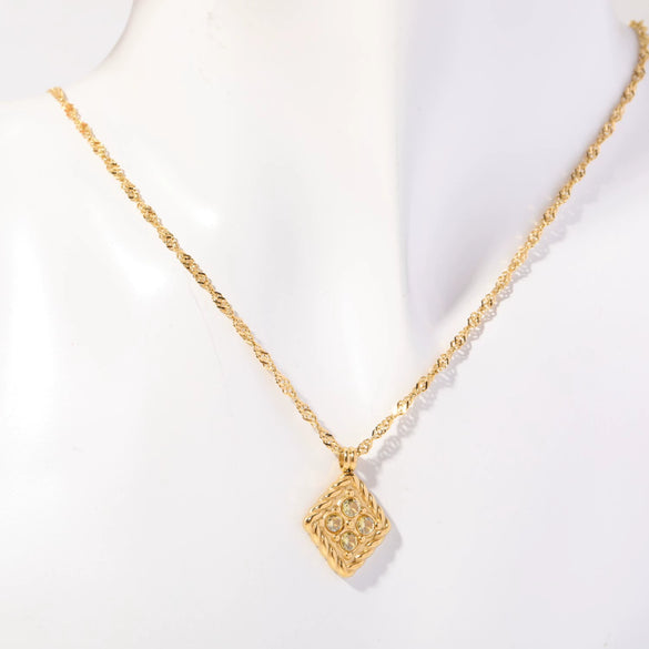 Necklace Pendant Geometric Style Titanium Steel Artificial Crystal For Women