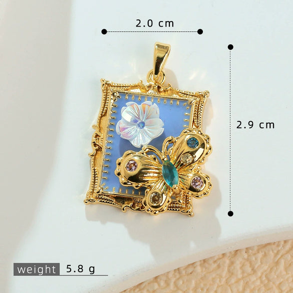 Necklace Pendant Imitation Pearl Flower Dripping Oil Painting Style