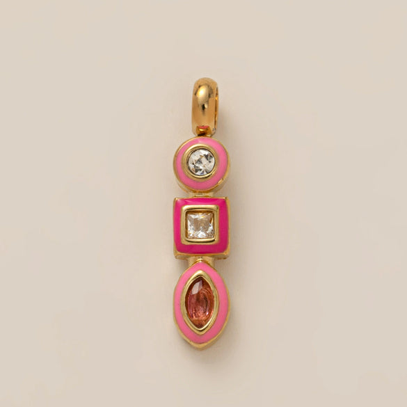 Necklace Pendant Ins Style Stainless Steel Electroplating With Tape Cake Clouds Shoes Ruby Rhinestone Fries Headset Walkman Sapphire