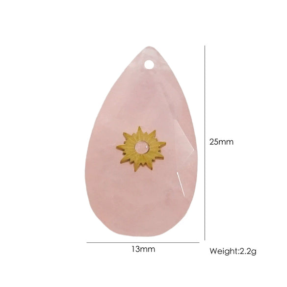 Necklace Pendant Jewelry Accessories Stainless Steel Natural Stone Inlay Hand Cut Water Drops Style