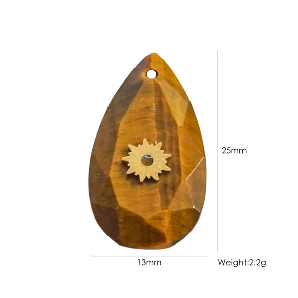 Necklace Pendant Jewelry Accessories Stainless Steel Natural Stone Inlay Hand Cut Water Drops Style