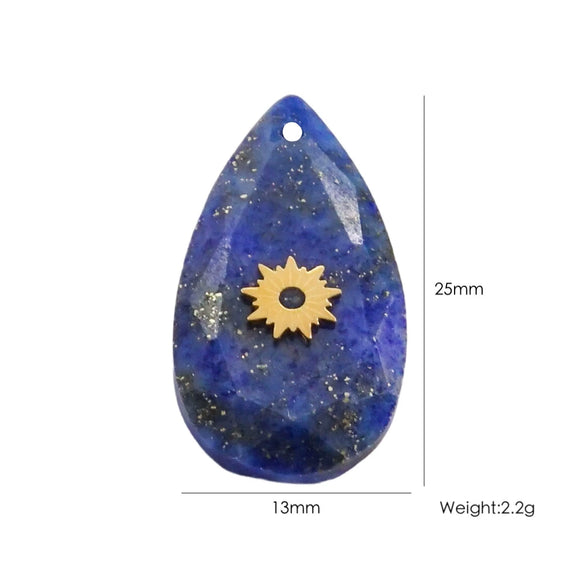 Necklace Pendant Jewelry Accessories Stainless Steel Natural Stone Inlay Hand Cut Water Drops Style