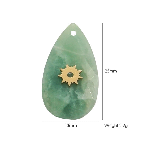 Necklace Pendant Jewelry Accessories Stainless Steel Natural Stone Inlay Hand Cut Water Drops Style
