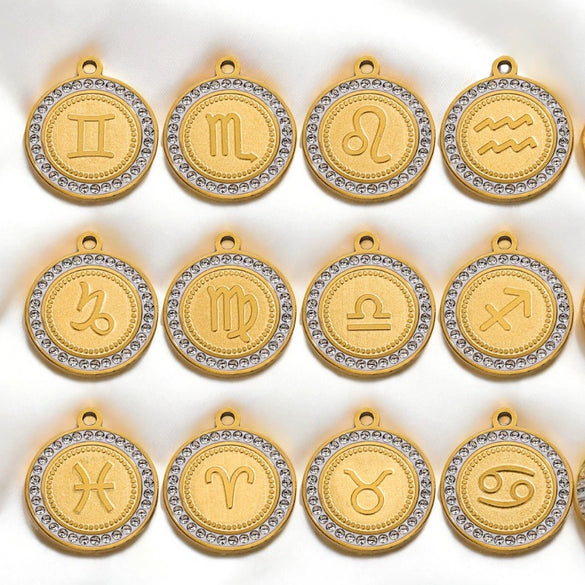 Necklace Pendant Jewelry Shell Material Inlaid With Constellation Letter Pattern Diy Handmade 18K Electroplated