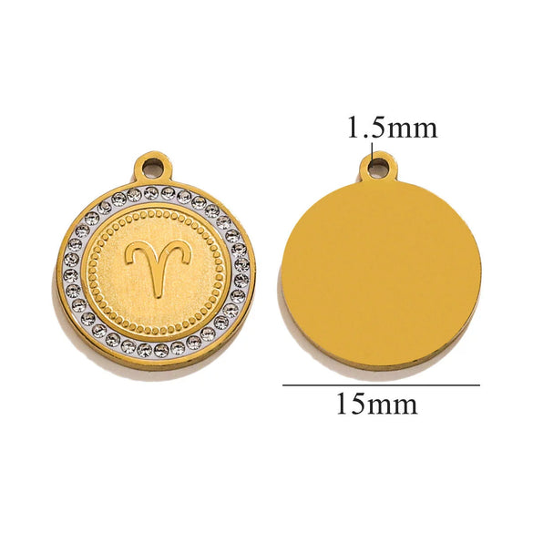 Necklace Pendant Jewelry Shell Material Inlaid With Constellation Letter Pattern Diy Handmade 18K Electroplated