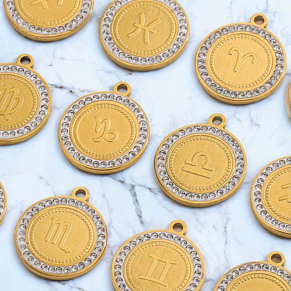 Necklace Pendant Jewelry Shell Material Inlaid With Constellation Letter Pattern Diy Handmade 18K Electroplated