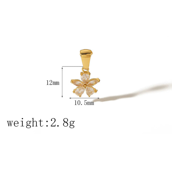Necklace Pendant Jewelry Stainless Steel 18K Gold Inlaid White Stone Geometric Fashion Diy Handmade Accessories