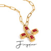 Necklace Pendant Jewelry Stainless Steel Titanium Steel Geometric Cross Electroplated Glass Pearl Zircon