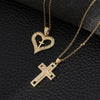 Necklace Pendant Love Cross Female Niche Design High Grade Clavicle Chain Copper Heart Shape Electroplated