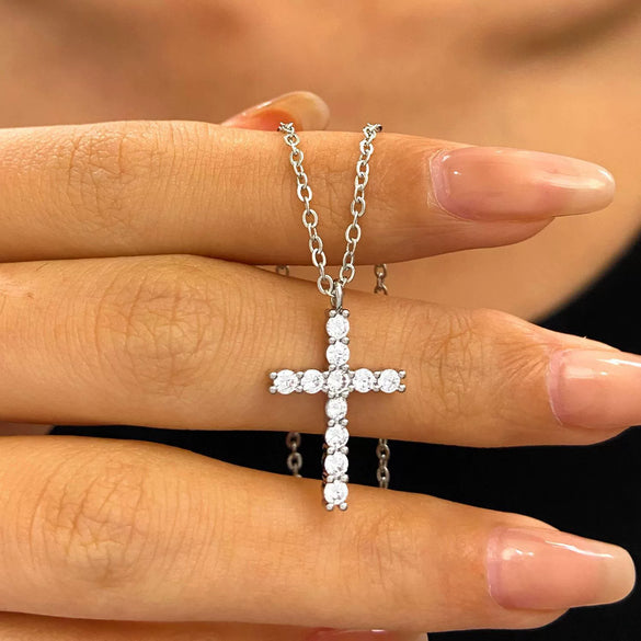 Necklace Pendant Micro Inlaid Zircon Cross Copper Alloy Geometric Electroplating For Women