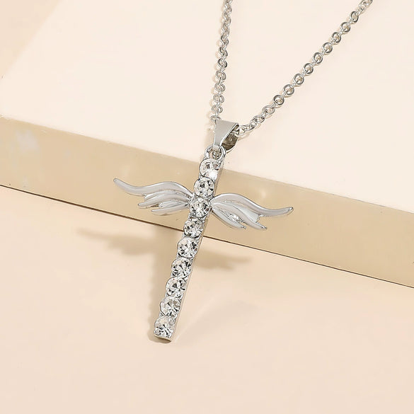 Necklace Pendant Micro Inlaid Zircon Cross Copper Alloy Geometric Electroplating For Women